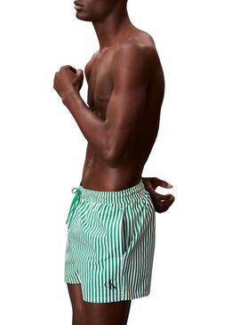 Fato de banho Calvin Klein Jeans Penny Stripe verde para homem