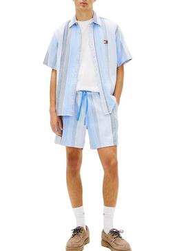 Bermudas Tommy Jeans Stripe azul para homem.