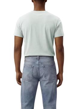 Camiseta Calvin Klein Jeans Micro Monologo turquesa para homem.