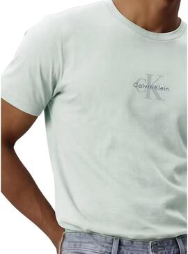Camiseta Calvin Klein Jeans Micro Monologo turquesa para homem.