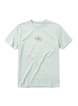 Camiseta Calvin Klein Jeans Micro Monologo turquesa para homem.