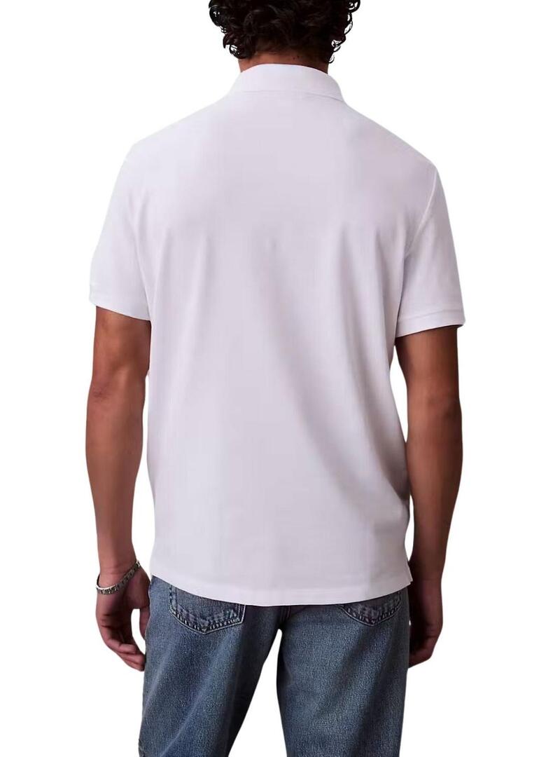 Camisa polo Calvin Klein Jeans Monogram branca para homem.
