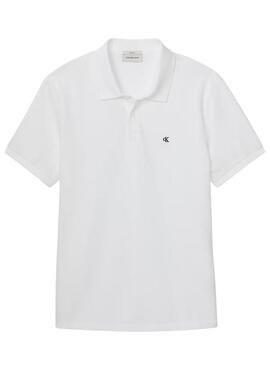 Camisa polo Calvin Klein Jeans Monogram branca para homem.