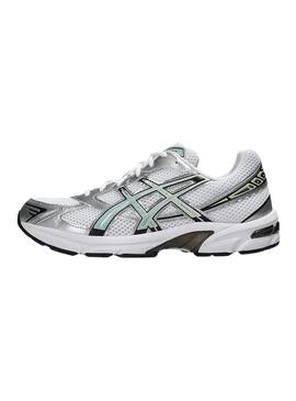 Sapatilhas Asics Gel 1130 branco e turquesa para mulher.