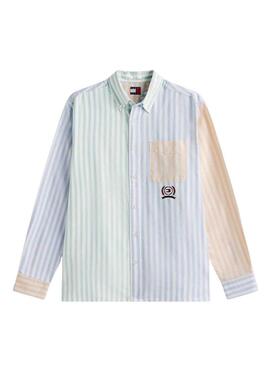 Camisa Tommy Jeans Fun Stripe multicolor para homem.