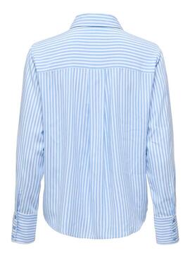 Camisa Only Berit azul e branco para mulher.