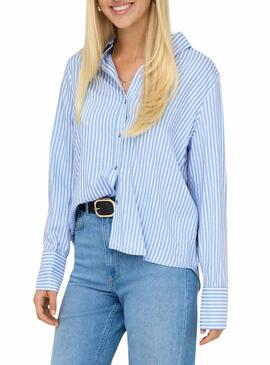 Camisa Only Berit azul e branco para mulher.