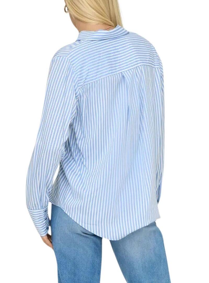 Camisa Only Berit azul e branco para mulher.
