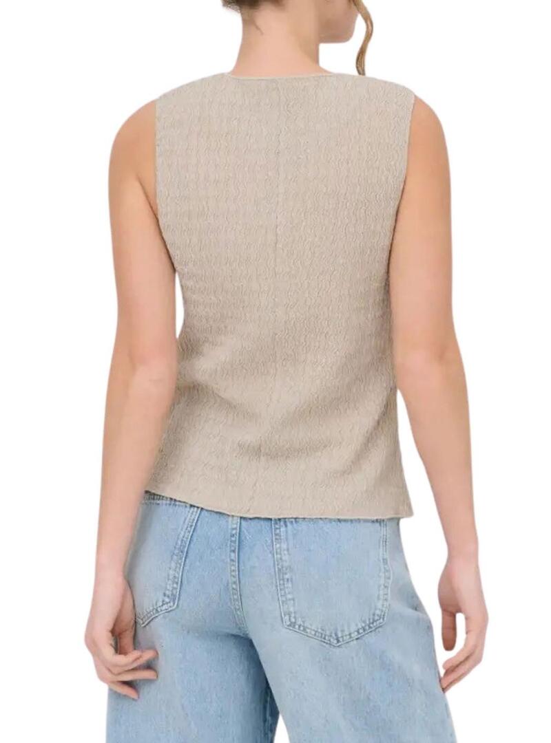 Colete Only Ilse estrutura bege para mulher.