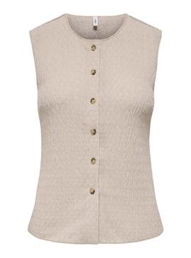 Colete Only Ilse estrutura bege para mulher.