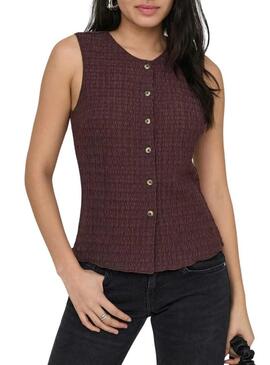 Colete Only Ilse estrutura marrom para mulher.