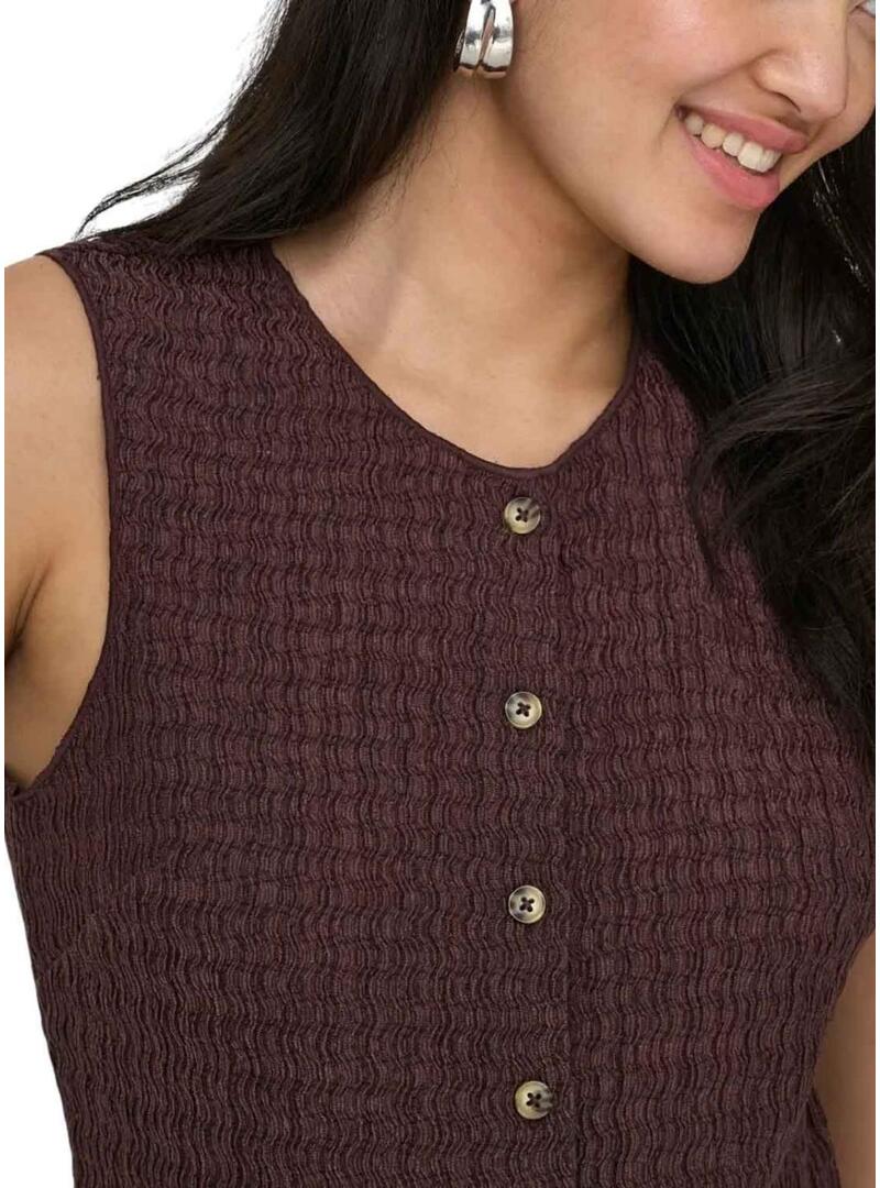 Colete Only Ilse estrutura marrom para mulher.