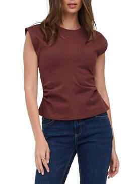 Top Only Marie en granate arrugado para mulher.