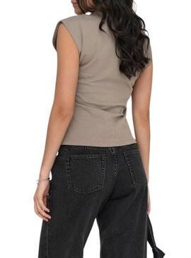 Top Only Marie enrugado tostado para mulher.