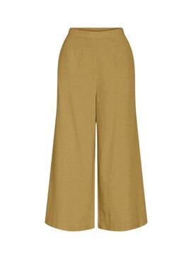 Calças coulotte Vila Prisilla mostarda para mulher.