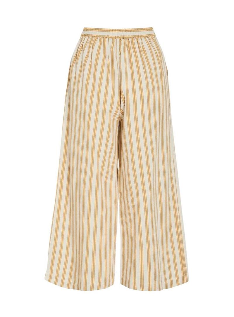 Calças Vila Prisilla culotte listradas amarelas para mulher.