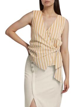 Top Vila Prisilla listrado amarelo para mulher