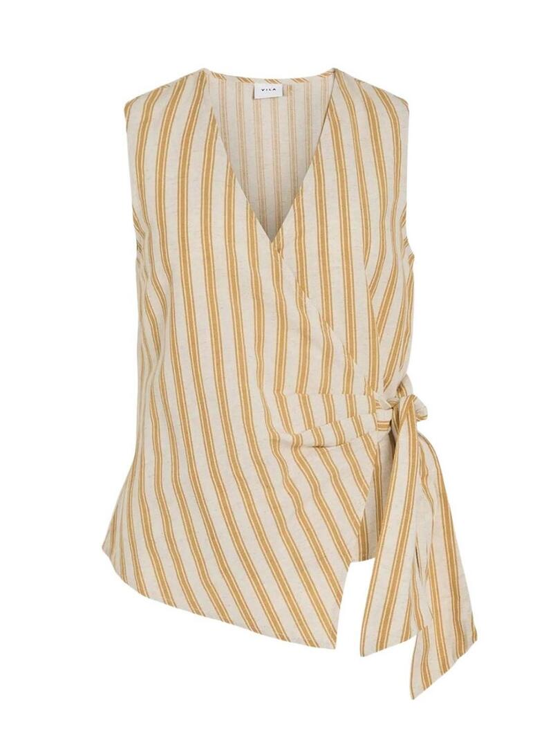 Top Vila Prisilla listrado amarelo para mulher