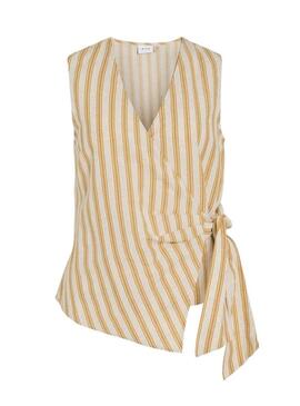 Top Vila Prisilla listrado amarelo para mulher