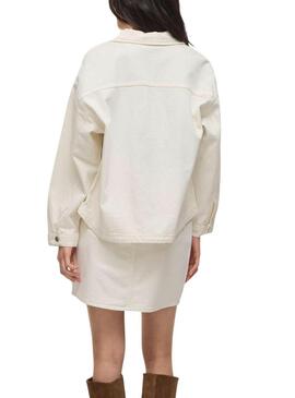 Jaqueta de ganga branca Vila Jaf para mulher.