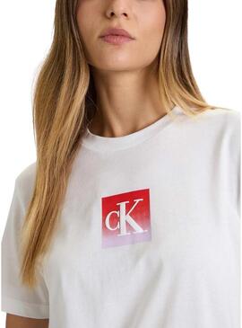 Camiseta Calvin Klein Jeans Classic Boxed Monogram branca para mulher