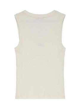 Camiseta Tommy Jeans Slim Script branca para mulher.