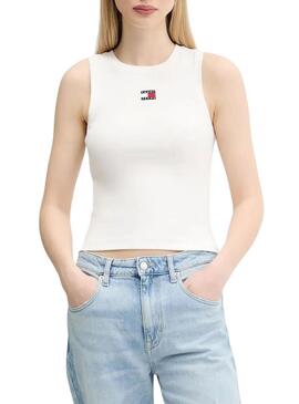 Camiseta Tommy Jeans Tank branca para mulher.