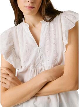 Blusa Pepe Jeans Daki branca para mulher.