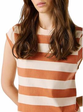 Vestido Pepe Jeans Lilás, bege e laranja para mulher.