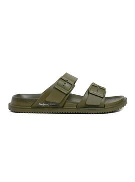 Sandálias Pepe Jeans Ocean Brand verde para homem.