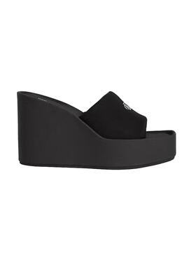 Sandálias de cunha Calvin Klein Jeans Wedge 70 preto para mulher.