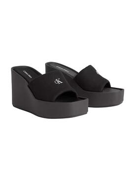 Sandálias de cunha Calvin Klein Jeans Wedge 70 preto para mulher.