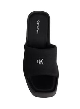 Sandálias de cunha Calvin Klein Jeans Wedge 70 preto para mulher.