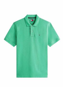 Camisa polo Tommy Jeans Essential verde para homem.