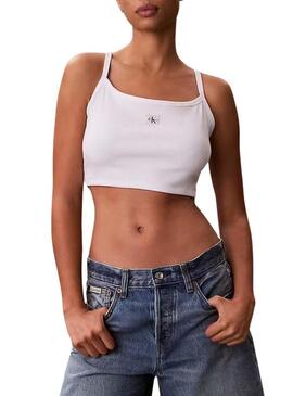 Top crop Calvin Klein Jeans Bebê branco para mulher.