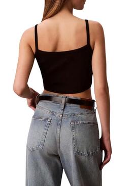 Crop Top Calvin Klein Jeans Baby preto para mulher