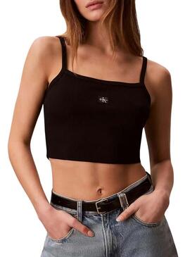 Crop Top Calvin Klein Jeans Baby preto para mulher