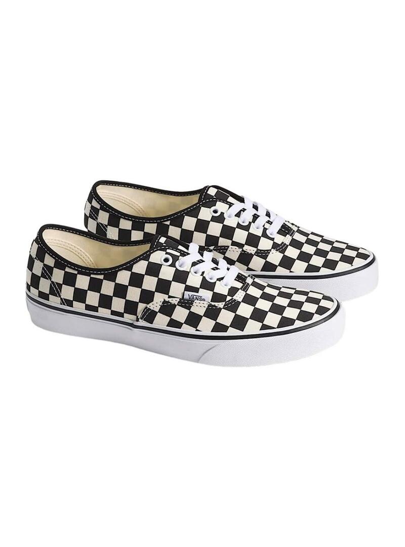 Tênis Vans Authentic Check preto e branco para homem.