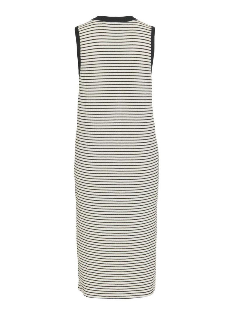 Vestido Vila Vijolie listrado preto e branco para mulher.