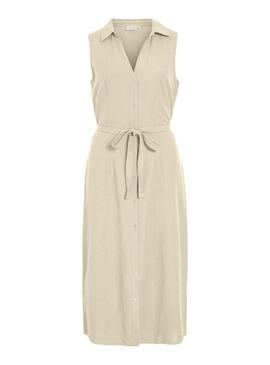 Vestido Vila Viprisilla bege para mulher.