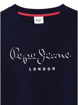 Moletom Pepe Jeans Michael logo azul marinho para menino