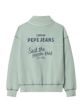 Moletom Pepe Jeans Preston verde água para menino.