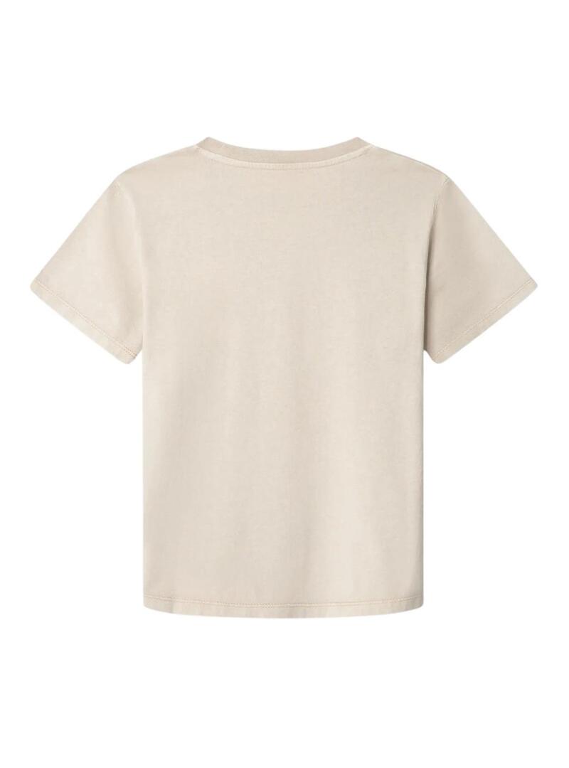 Camiseta Pepe Jeans Wallace logo circular bege para criança