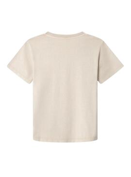 Camiseta Pepe Jeans Wallace logo circular bege para criança