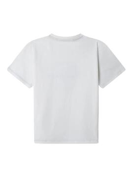 Camiseta Pepe Jeans Beckett logo branco para criança.