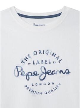 Camiseta Pepe Jeans Beckett logo branco para criança.