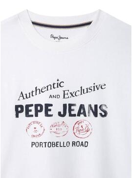 Camisa Pepe Jeans Carter com estampa de logo branco para menino.