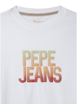 Camiseta Pepe Jeans Sage logo degradado branco para criança
