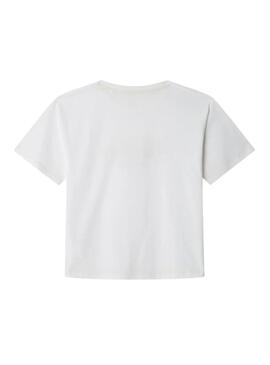 Camiseta Pepe Jeans Joshua logo branco desgastado para criança