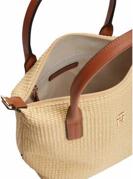 Bolsa Tommy Hilfiger Popette mini de rafia para mulher.